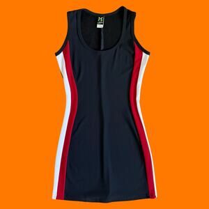 90's vintage black sporty striped bodycon mini dress SMALL per seption